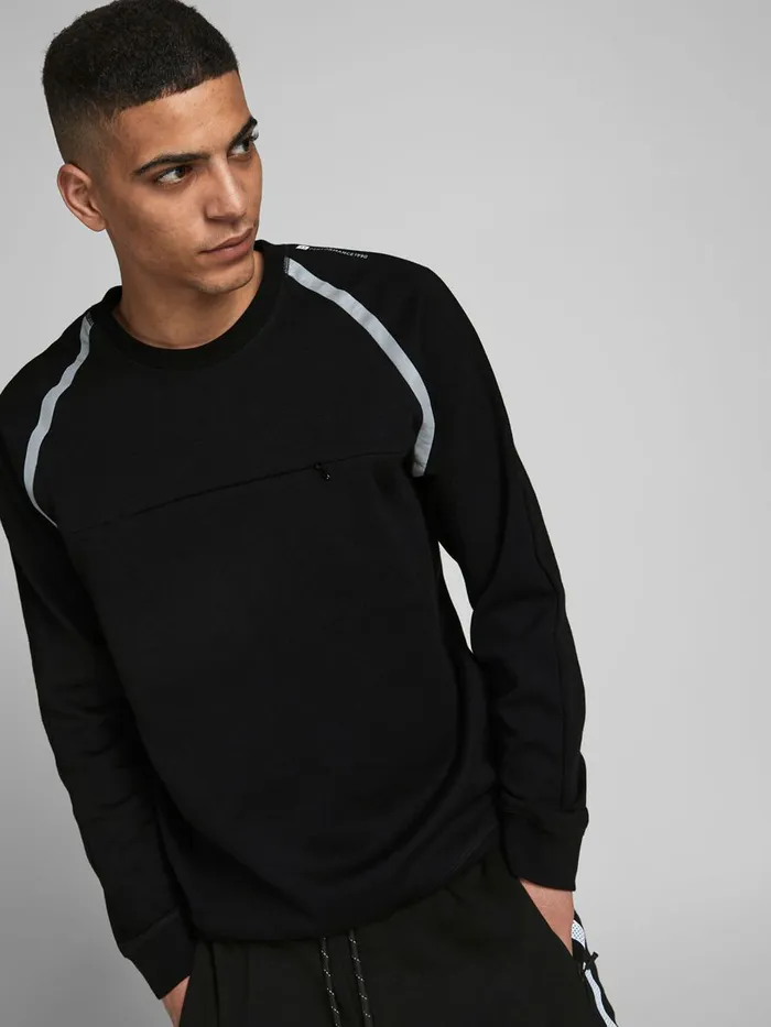 Sweatshirts JACK and JONES Mens PERFORMANCE SWEATSHIRT Black Black Popular