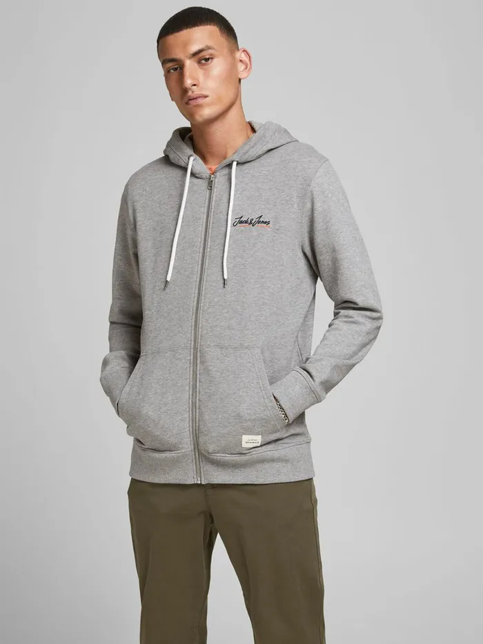 Sweatshirts JACK and JONES Mens RECYCLED POLYESTER BLEND HOODIE Grey Light Grey Melange Cheap On Sale Sweatshirts JACK and JONES Mens RECYCLED POLYESTER BLEND HOODIE Grey Light Grey Melange Cheap On Sale