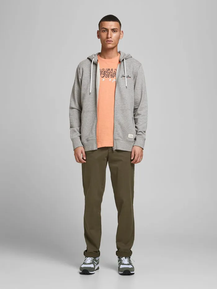 Sweatshirts JACK and JONES Mens RECYCLED POLYESTER BLEND HOODIE Grey Light Grey Melange Cheap On Sale