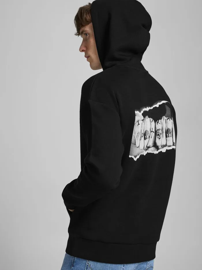 Sweatshirts JACK and JONES Mens SWEAT HOODIE Black Black For Sale