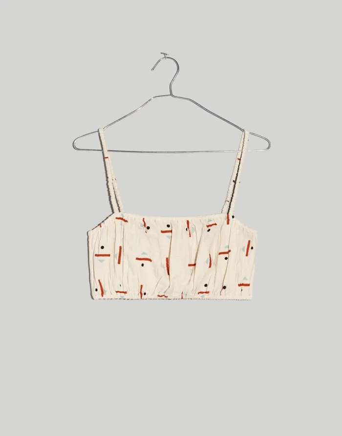 Swim Women Madewell Madewell X Caroline Z Hurley CoverUp Bubble Crop Top In Tridot Vintage Linen
