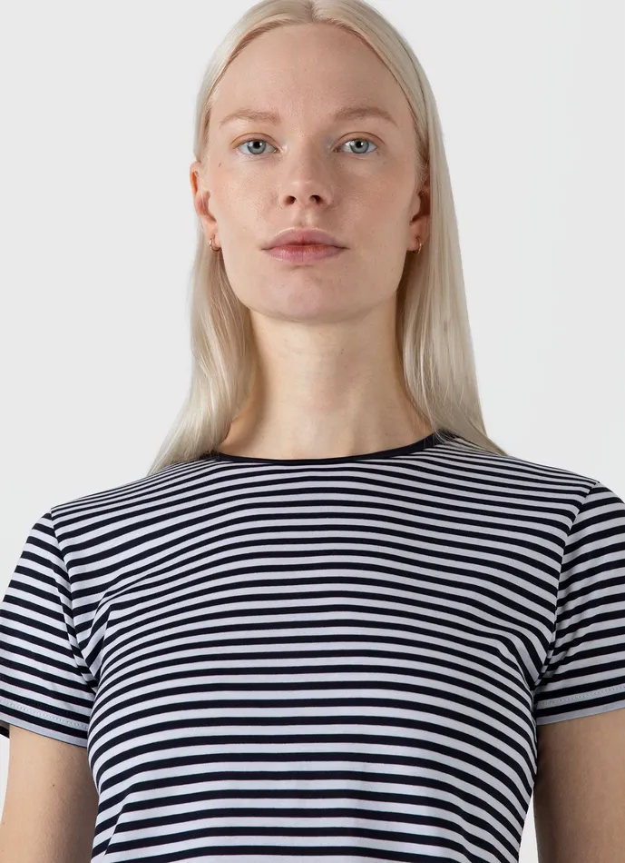 Tshirts and Tops Classic Tshirt WhiteNavy 8211 ussunspel Women