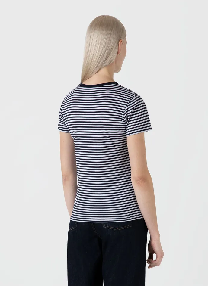 Tshirts and Tops Classic Tshirt WhiteNavy 8211 ussunspel Women