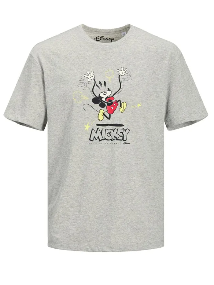 Tshirts JACK and JONES Junior BOYS MICKEY MOUSE PRINT TSHIRT Grey Light Grey Melange Popular