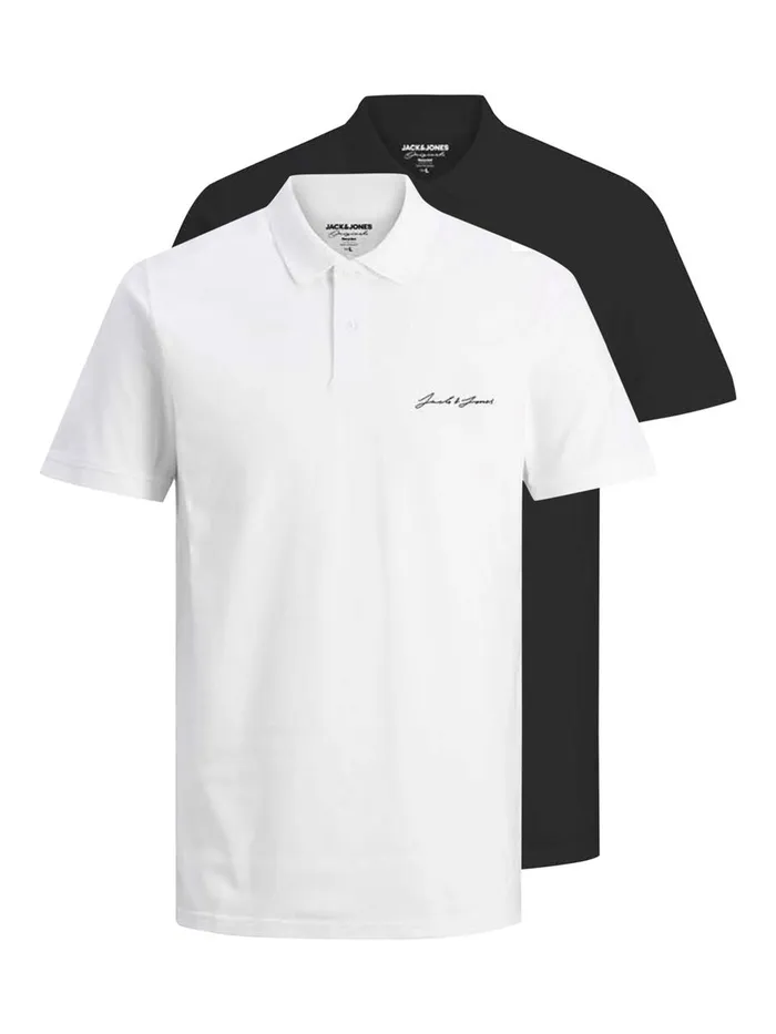 Tshirts JACK and JONES Mens 2PACK CHEST LOGO POLO SHIRT White Tap Shoe Gift 4 You