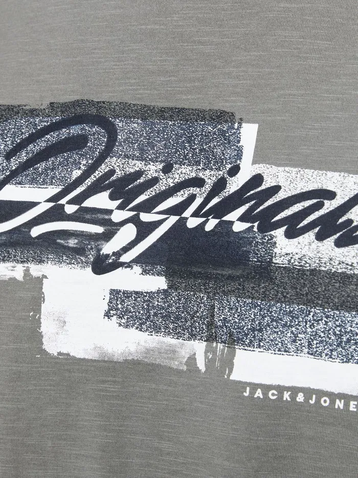 Tshirts JACK and JONES Mens BRUSH STROKE LOGO PRINT TSHIRT Grey Sedona Sage Gift 4 You
