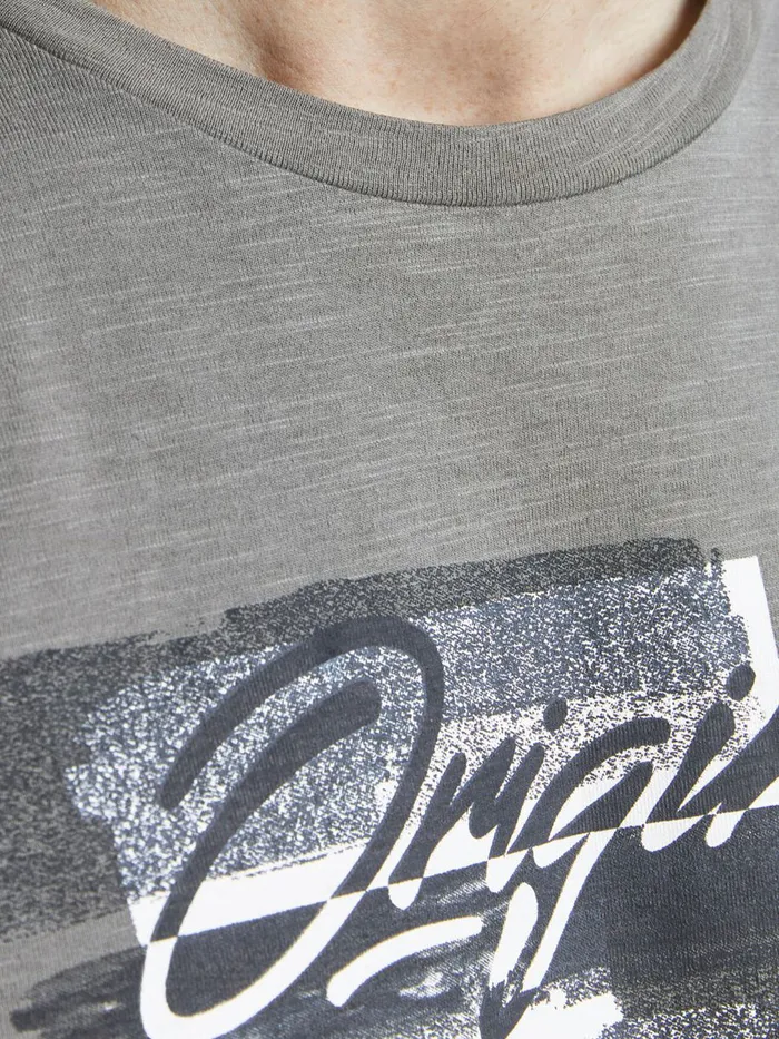Tshirts JACK and JONES Mens BRUSH STROKE LOGO PRINT TSHIRT Grey Sedona Sage Gift 4 You