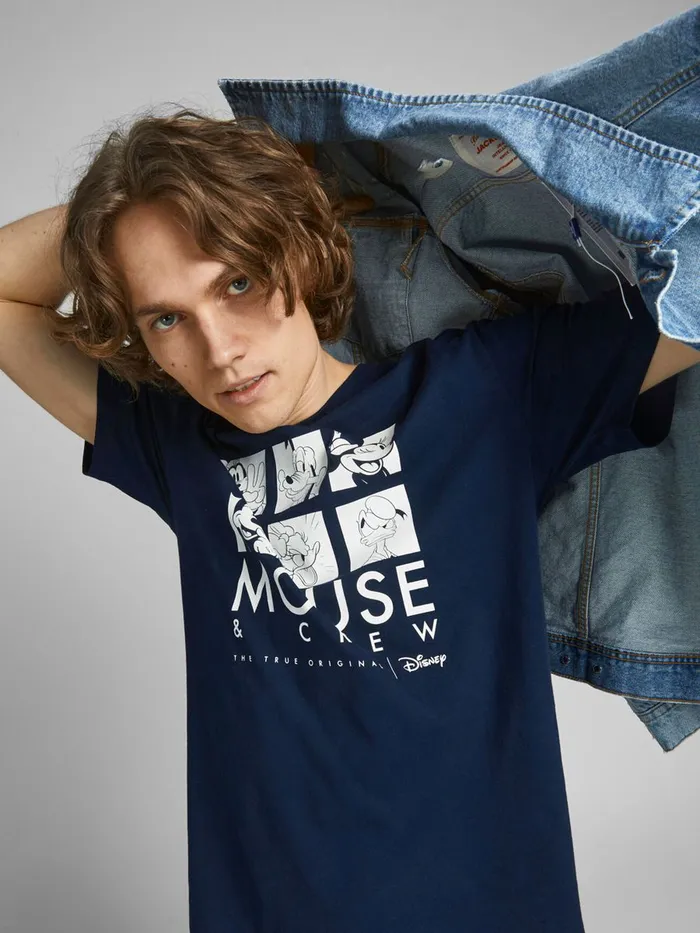Tshirts JACK and JONES Mens DISNEY PRINT TSHIRT Blue Navy Blazer Casaul
