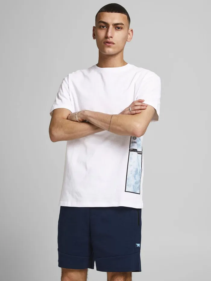 Tshirts JACK and JONES Mens LOGO PLACEMENT PRINT TSHIRT White White Near Me