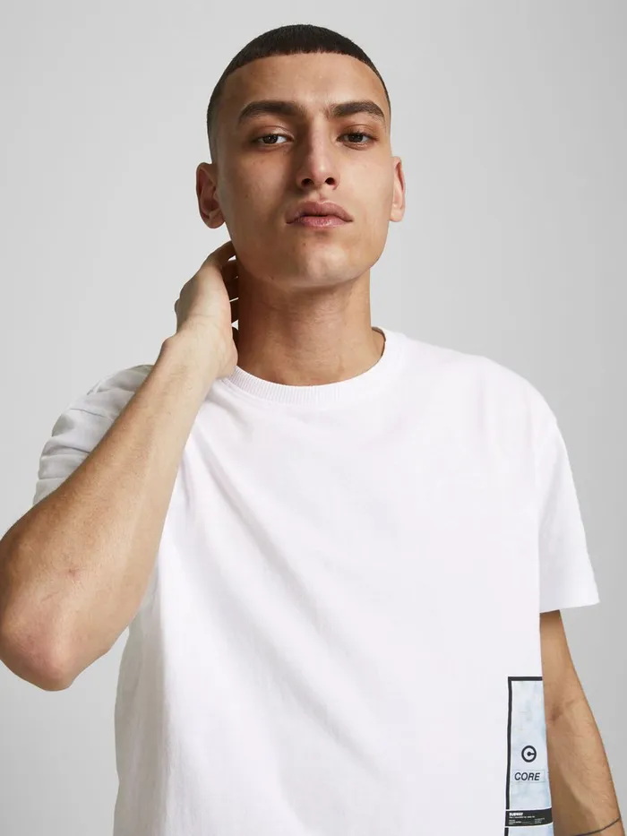 Tshirts JACK and JONES Mens LOGO PLACEMENT PRINT TSHIRT White White Near Me