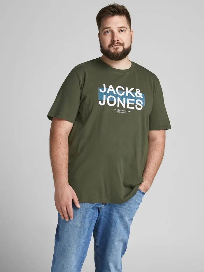 Tshirts JACK and JONES Mens LOGO PLUS SIZE TSHIRT Green Forest Night Online