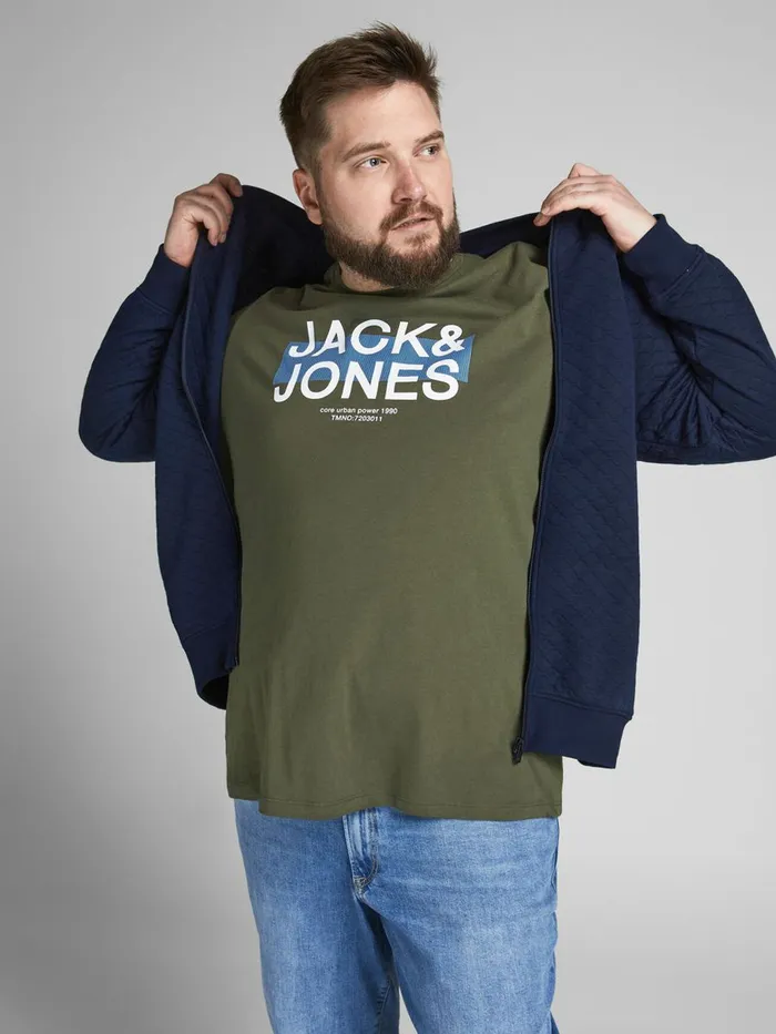Tshirts JACK and JONES Mens LOGO PLUS SIZE TSHIRT Green Forest Night Online