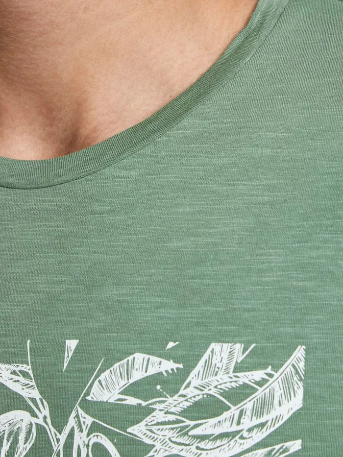 Tshirts JACK and JONES Mens LOGO PRINT TSHIRT Green Sea Spray Popular