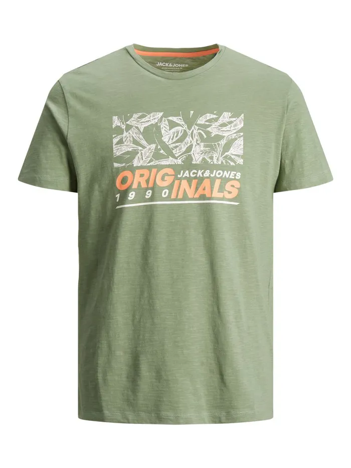 Tshirts JACK and JONES Mens LOGO PRINT TSHIRT Green Sea Spray Popular