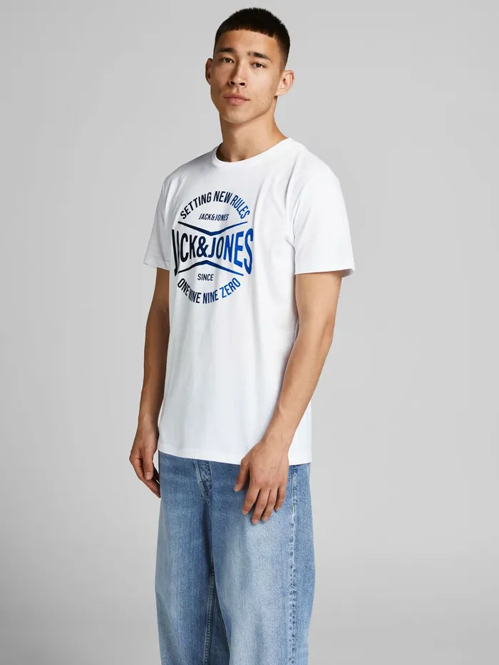 Tshirts JACK and JONES Mens LOGO PRINT TSHIRT White Bright White Gift Ideas