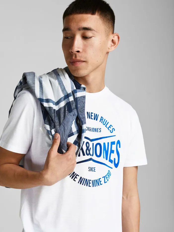 Tshirts JACK and JONES Mens LOGO PRINT TSHIRT White Bright White Gift Ideas