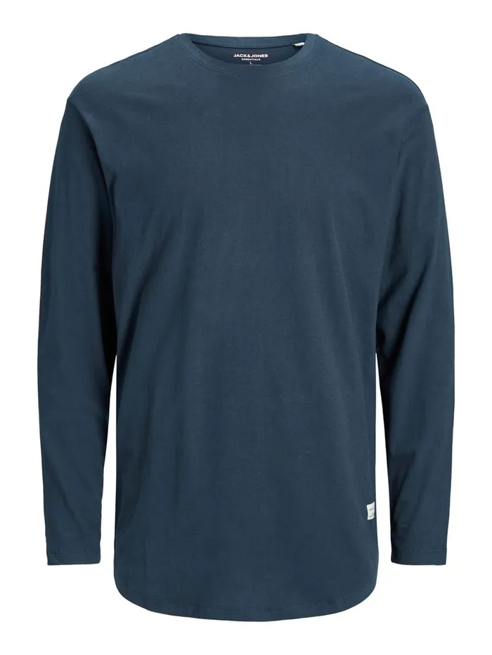 Tshirts JACK and JONES Mens ORGANIC COTTON LONGSLEEVED TSHIRT Blue Navy Blazer Casaul