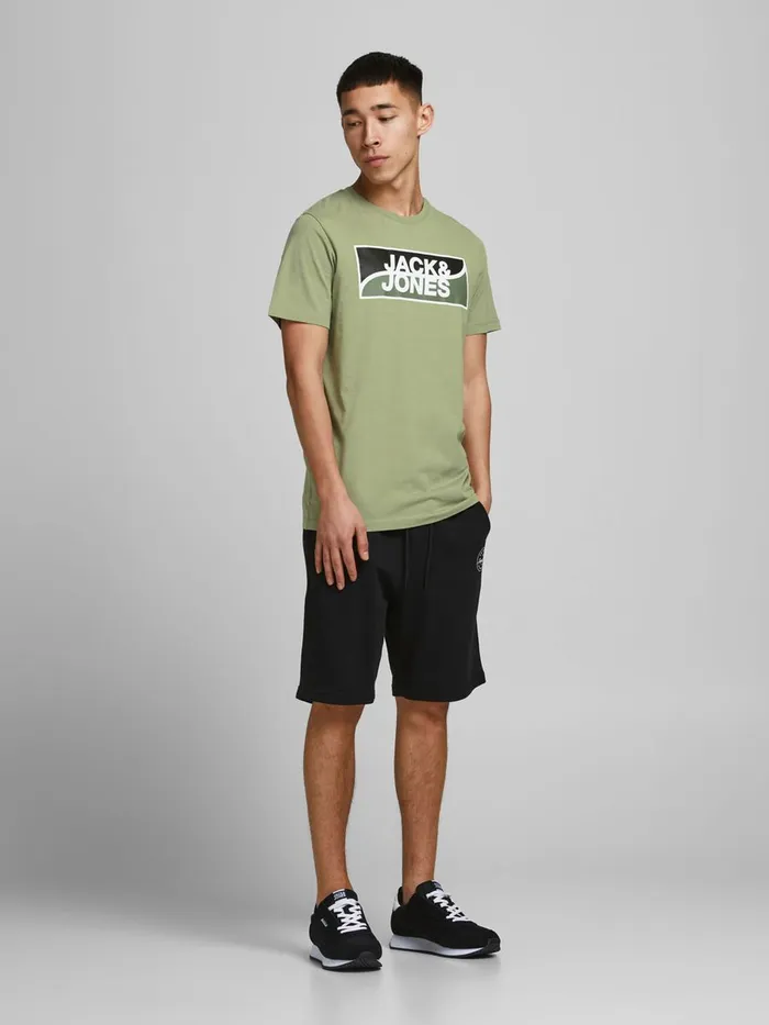 Tshirts JACK and JONES Mens SLIM FIT LARGE LOGO TSHIRT Green Oil Green Casaul