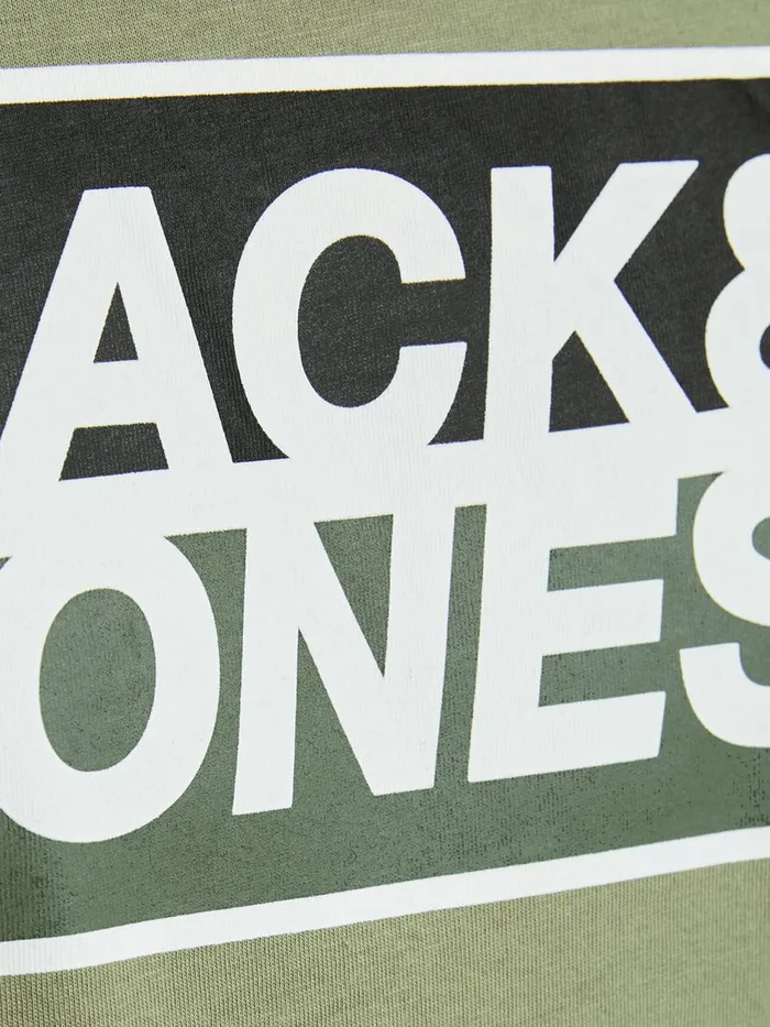 Tshirts JACK and JONES Mens SLIM FIT LARGE LOGO TSHIRT Green Oil Green Casaul
