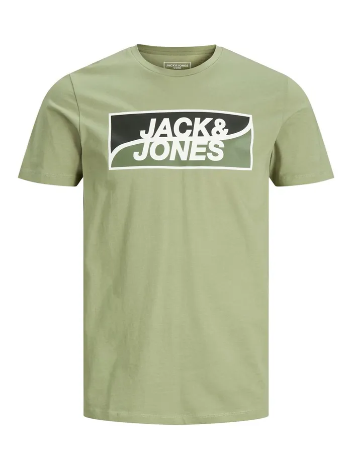 Tshirts JACK and JONES Mens SLIM FIT LARGE LOGO TSHIRT Green Oil Green Casaul