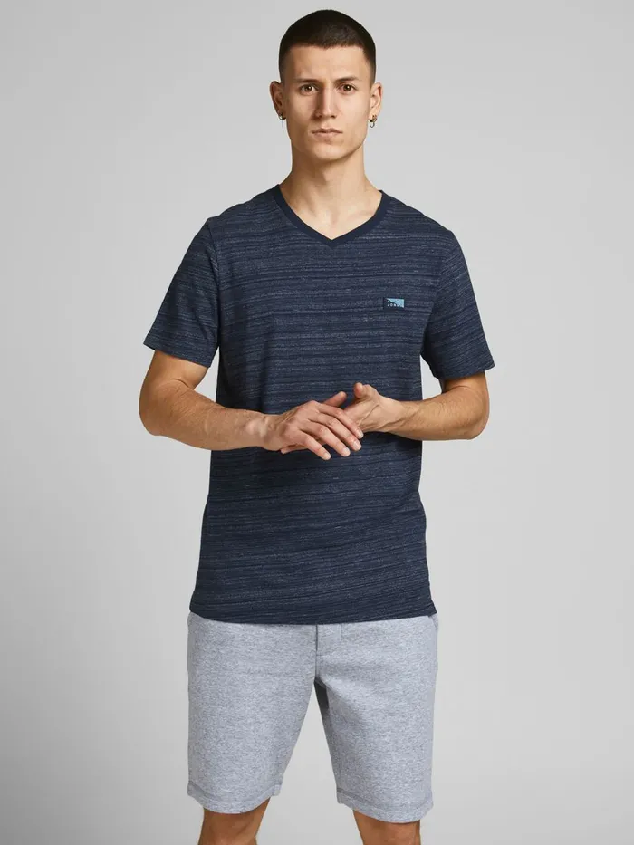 Tshirts JACK and JONES Mens SLIM FIT VNECK TSHIRT Blue Navy Blazer For Sale
