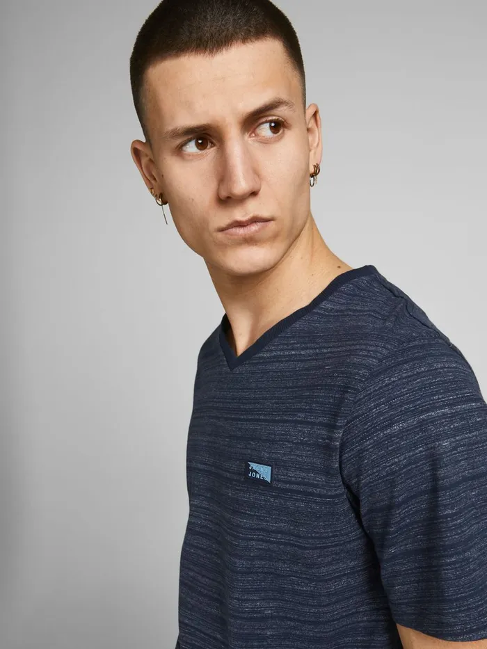 Tshirts JACK and JONES Mens SLIM FIT VNECK TSHIRT Blue Navy Blazer For Sale