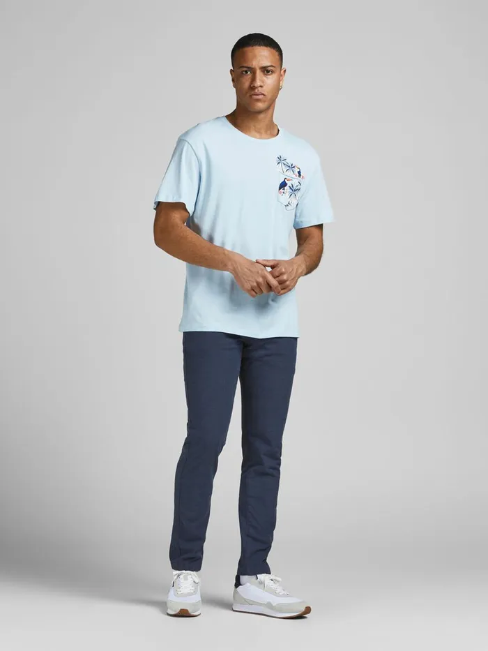 Tshirts JACK and JONES Mens TROPICAL PRINT CHEST POCKET TSHIRT Pastel Angel Falls Casaul
