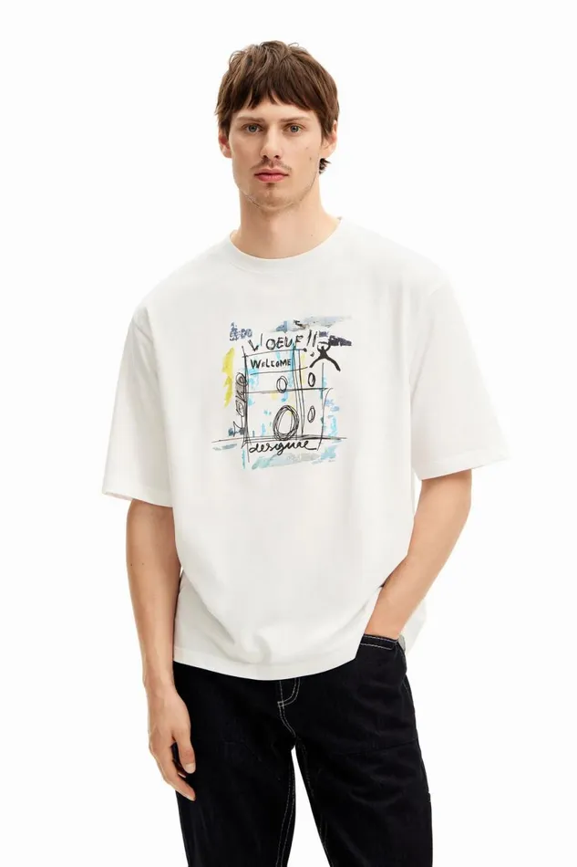 Tshirts Men Desigual Arty Design Tshirt White