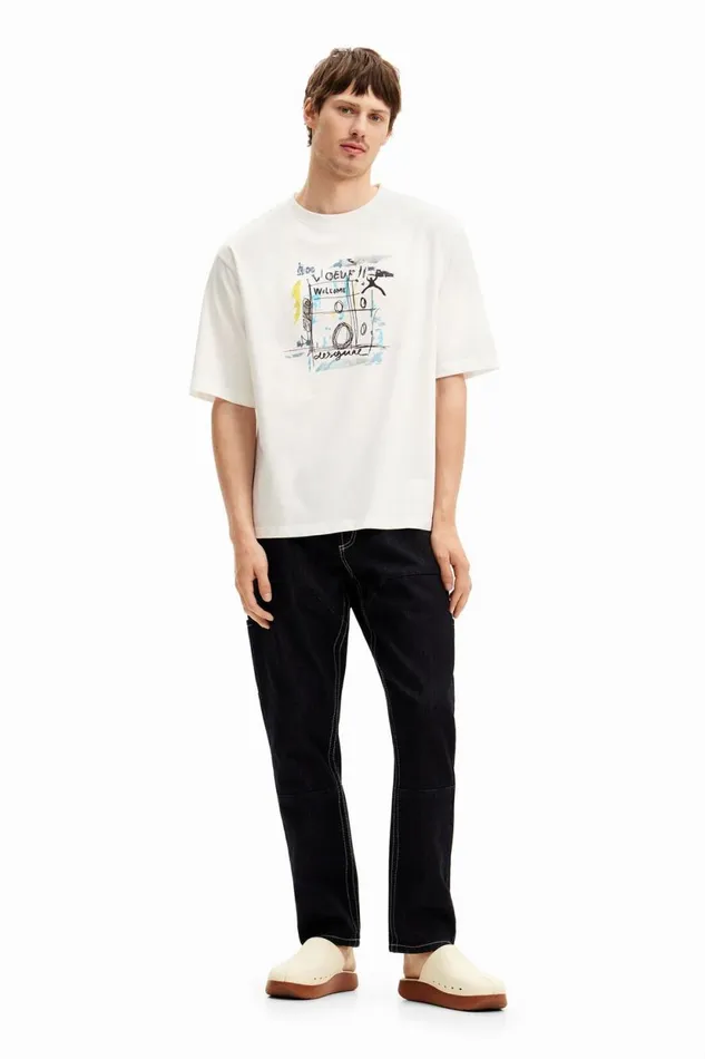 Tshirts Men Desigual Arty Design Tshirt White