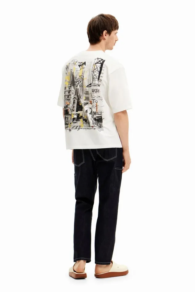 Tshirts Men Desigual Arty Design Tshirt White