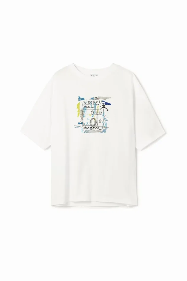 Tshirts Men Desigual Arty Design Tshirt White