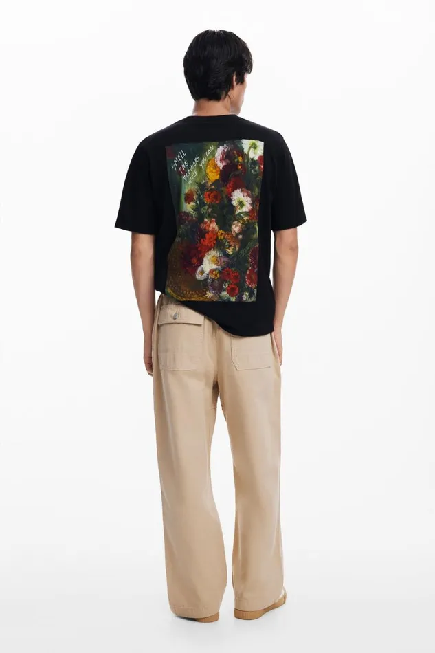 Tshirts Men Desigual Floral Print Tshirt Black