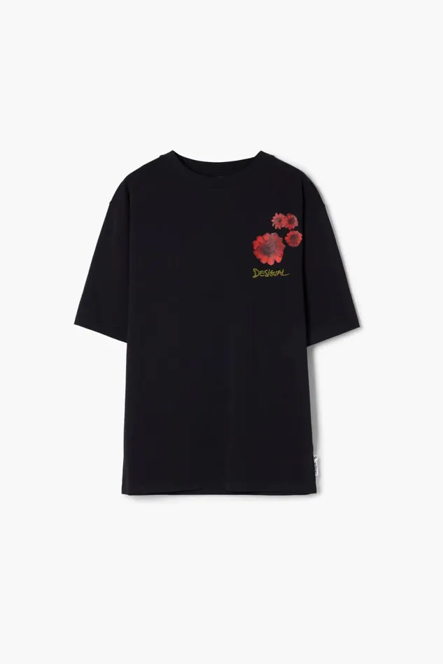 Tshirts Men Desigual Floral Print Tshirt Black