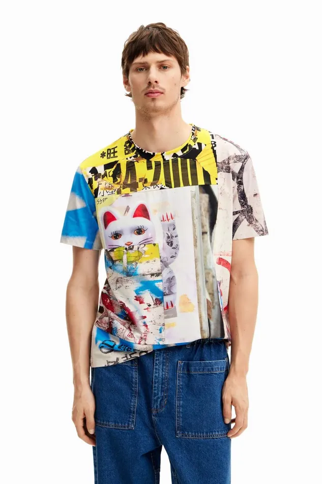 Tshirts Men Desigual Japan Street Tshirt White
