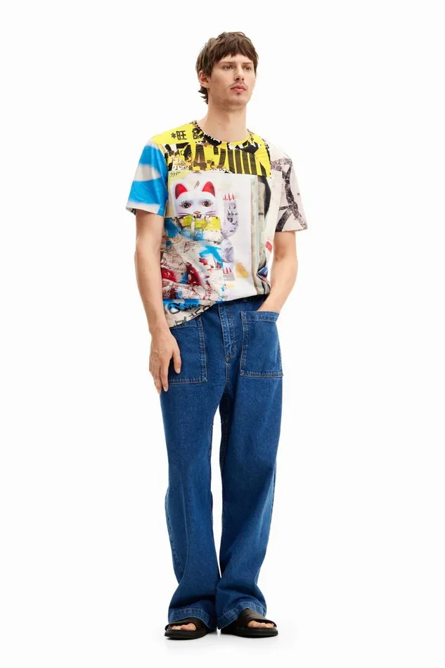 Tshirts Men Desigual Japan Street Tshirt White
