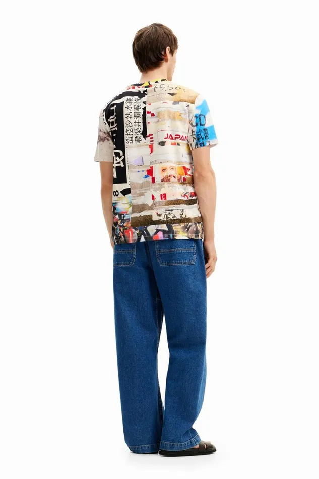 Tshirts Men Desigual Japan Street Tshirt White