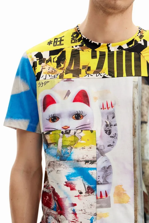 Tshirts Men Desigual Japan Street Tshirt White