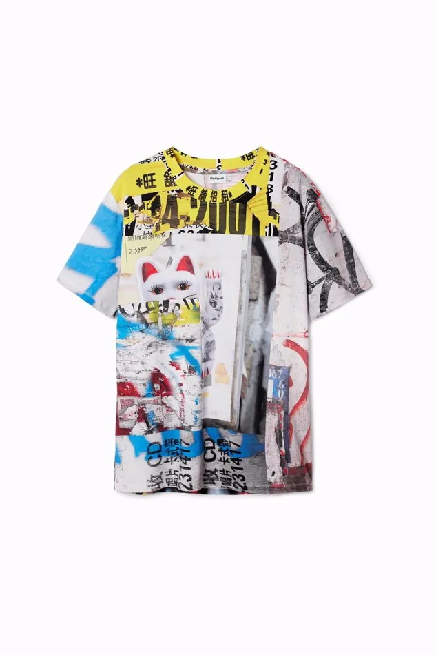 Tshirts Men Desigual Japan Street Tshirt White