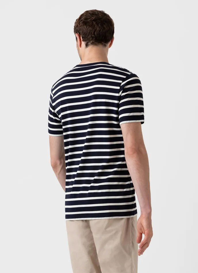 Tshirts Men ussunspel Classic Tshirt NavyEcru Breton Stripe Tshirts Men ussunspel Classic Tshirt NavyEcru Breton Stripe
