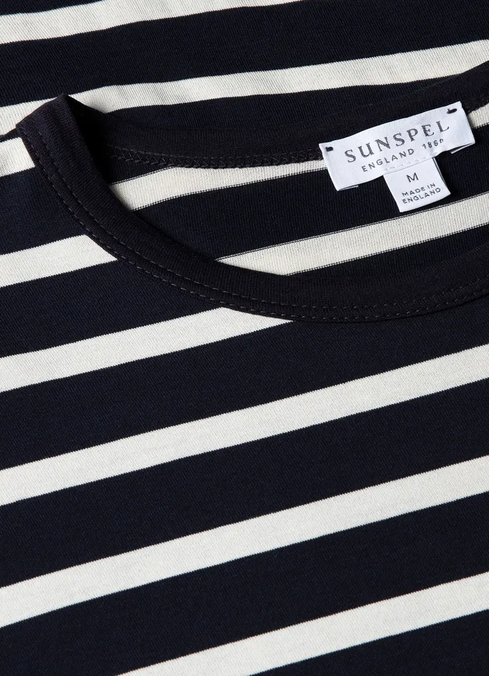 Tshirts Men ussunspel Classic Tshirt NavyEcru Breton Stripe Tshirts Men ussunspel Classic Tshirt NavyEcru Breton Stripe