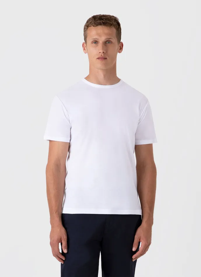 Tshirts ussunspel Men Sea Island Cotton Tshirt White