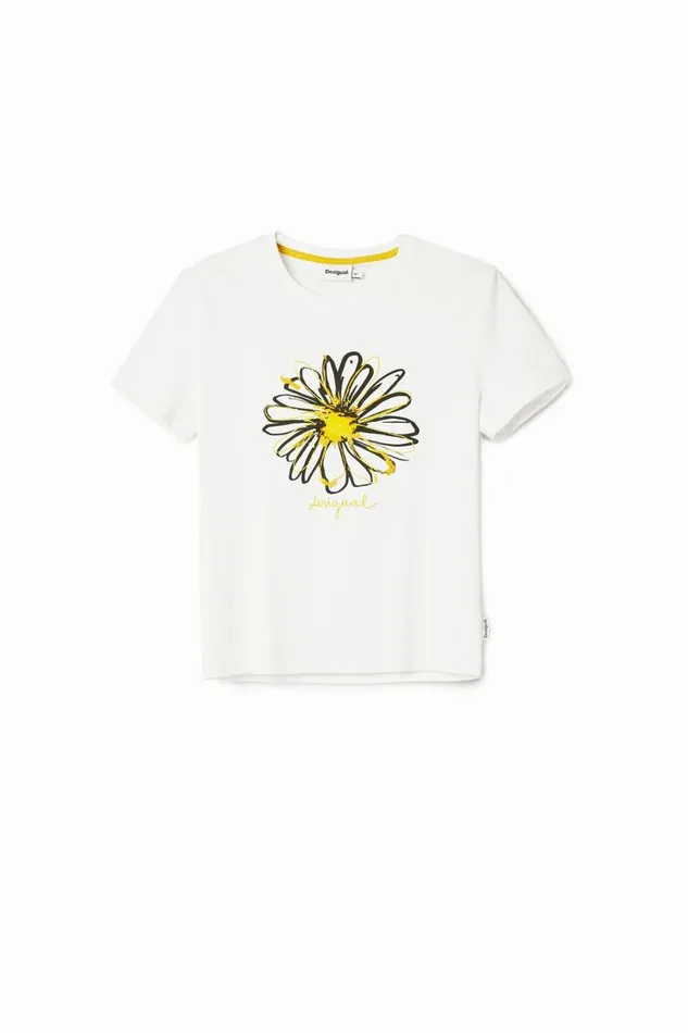 TShirts Women Desigual Daisy Illustration Tshirt White