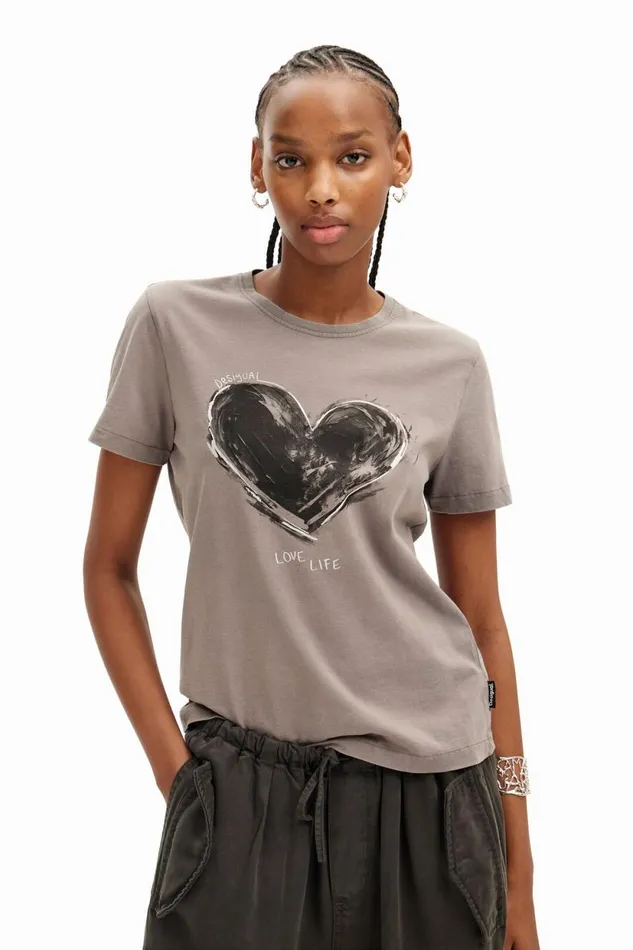TShirts Women Desigual Heart Basic Tshirt Black