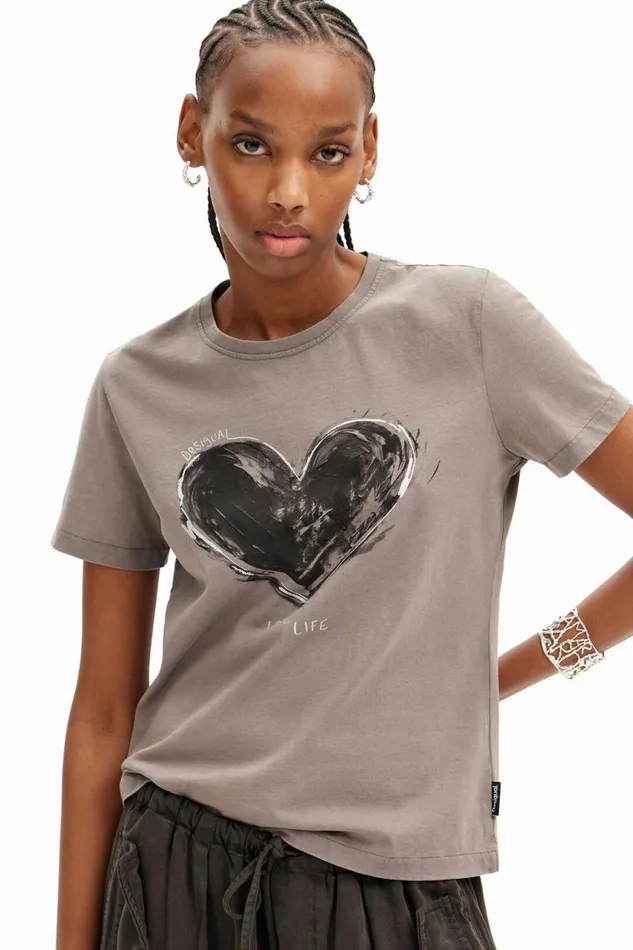 TShirts Women Desigual Heart Basic Tshirt Black