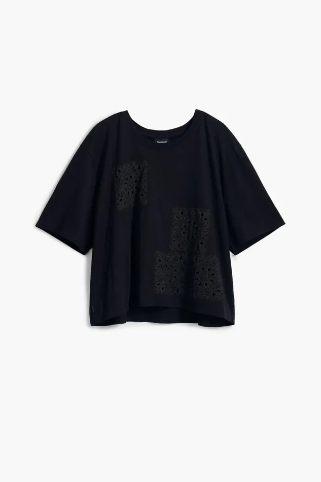 TShirts Women Desigual Plain Tshirt Details Black