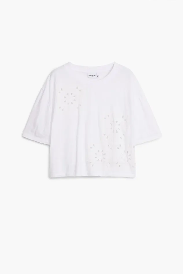 TShirts Women Desigual Plain Tshirt Details White
