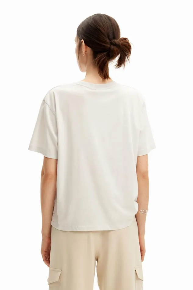 TShirts Women Desigual Plain Tshirt Illustration White