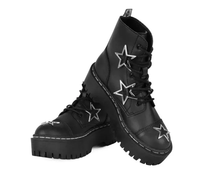 TUK Shoes Boots Men Black Star 7Eye Double Decker Boot