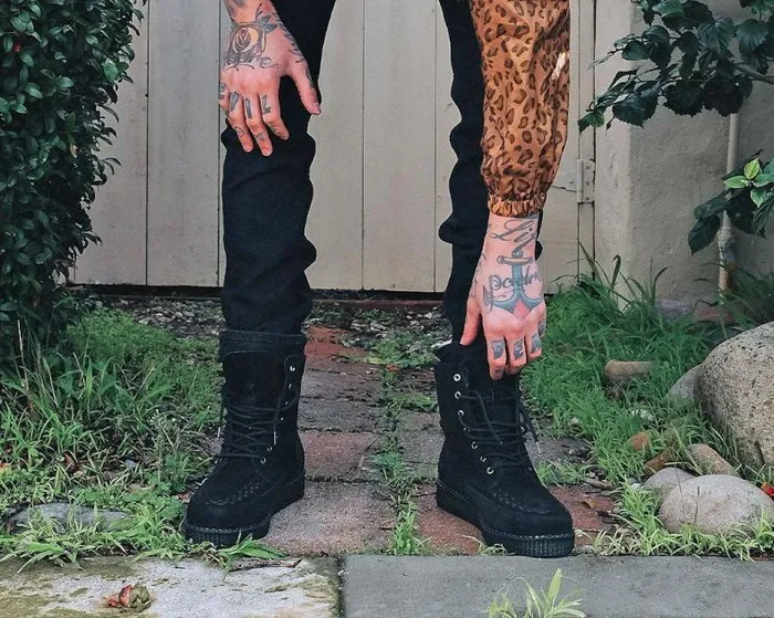 TUK Shoes Boots Men Black Suede 7Eye Viva Low Boot