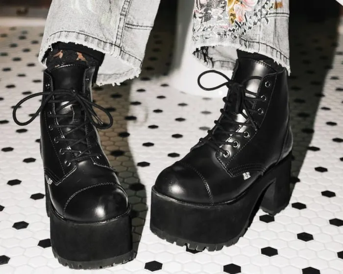 TUK Shoes Boots Women Black BrushOff 7Eye Nosebleed Boot TUK Shoes Boots Women Black BrushOff 7Eye Nosebleed Boot